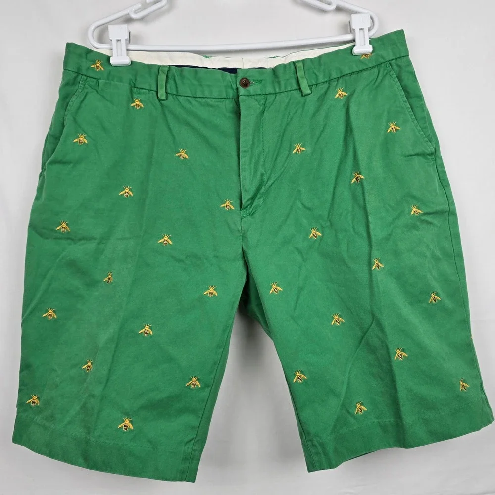 Polo Ralph Lauren Mens Green Bumblebee Embroidered Chino Shorts Size 40 Bee Prep
